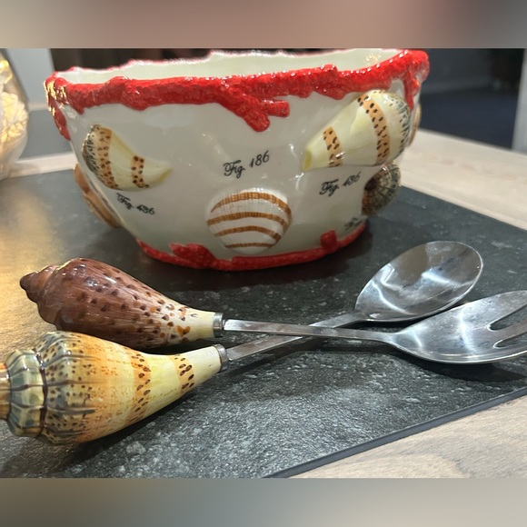 Vintage serving bowl with matching utensils from mww market - Picture 4 of 7